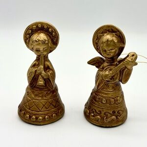 MCM Gold Ceramic Angel Figurine / Ornament Set - Napcoware Vintage Christmas